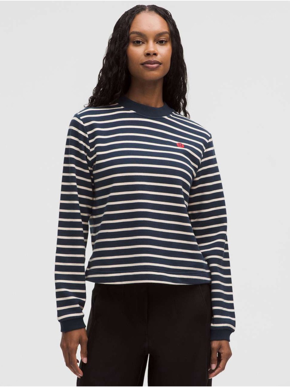 Lululemon Blue & White Cotton Terry Striped Crewneck Nautical Pullover 4